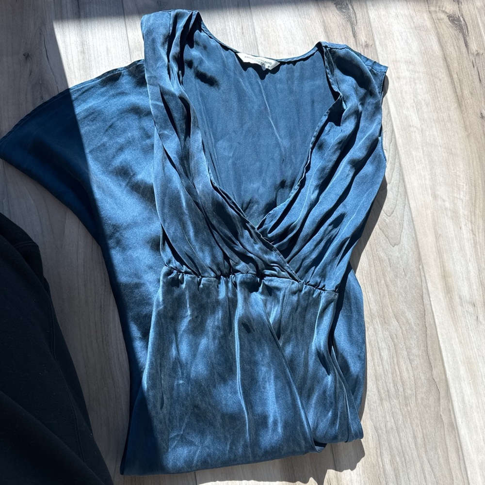 Amanda Uprichard 100% silk midi dress blue - Picture 4 of 4